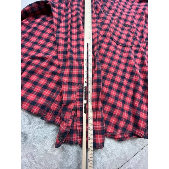 Aeropostale Mens Large Red & Black Plaid Button-Up Shirt Lumberjack Thrashed - Picture 6 of 12